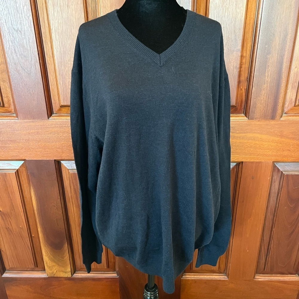 Jos A. Bank Traveler Mens 1X V-neck Pullover 100% Merino Wool Sweater NWT Navy